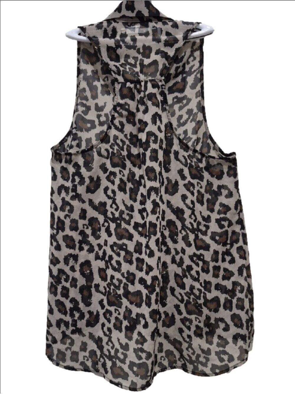 Bluenotes Leopard Print Sheer High-Low Vest Top M - Picture 5 of 12